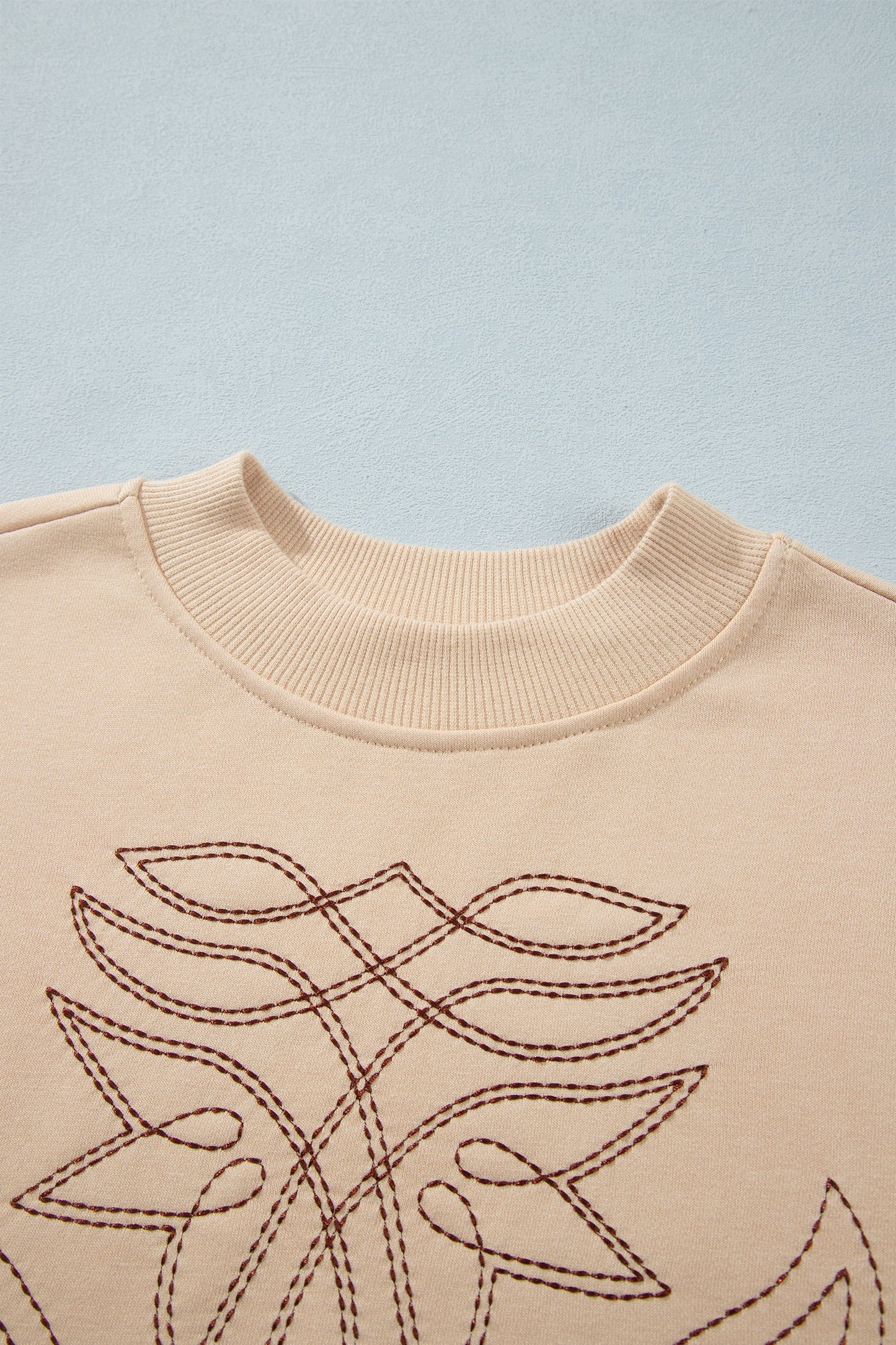 Western Embroidered Round Neck Long Sleeve Sweatshirt