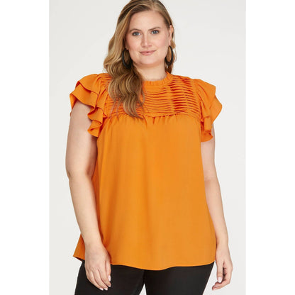 PLUS RUFFLE TOP: ORANGE