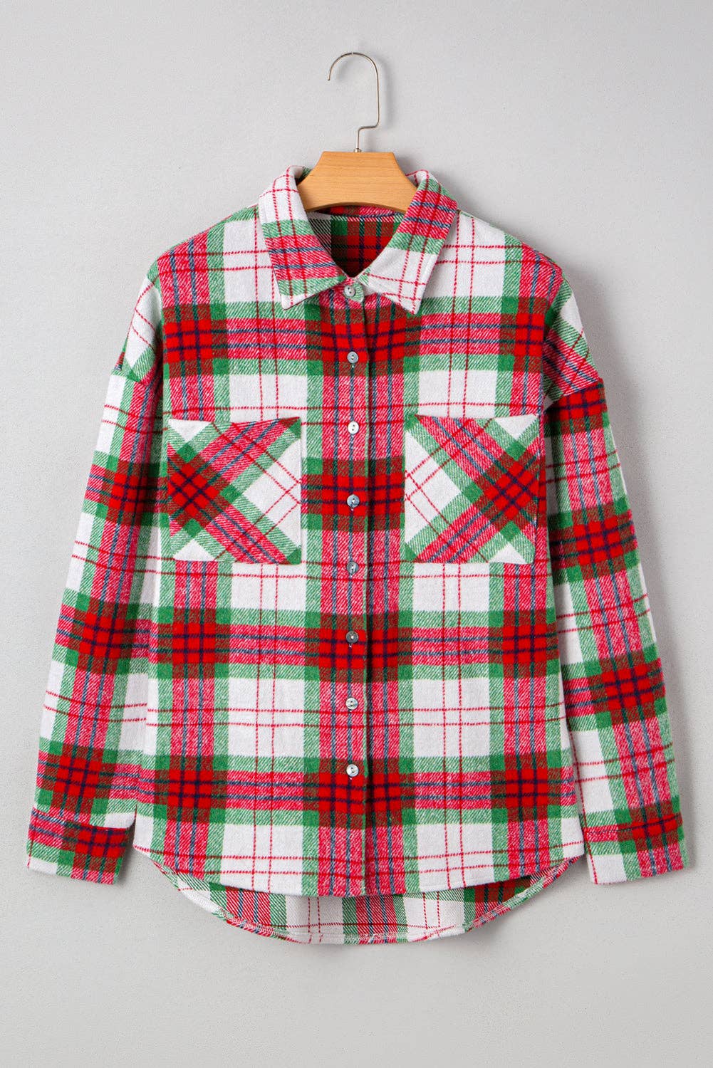Plaid Flannel Buttoned Christmas Shacket