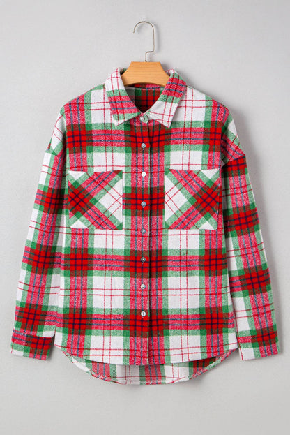 Plaid Flannel Buttoned Christmas Shacket