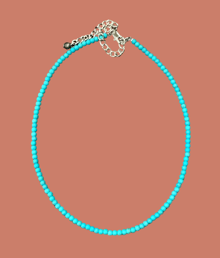 733810, 16" 4mm Synthetic Turquoise Necklace