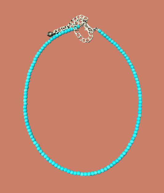 733810, 16" 4mm Synthetic Turquoise Necklace