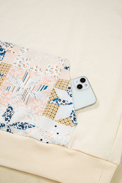 Western Geometric Patchwork Kangaroo Pocket Hoodie