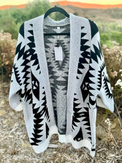 Naomi Wilde | Aztec Styled Cardigan with Large Arms: Brown one size