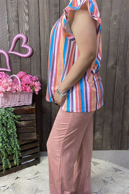 Short ruffle sleeve women tops