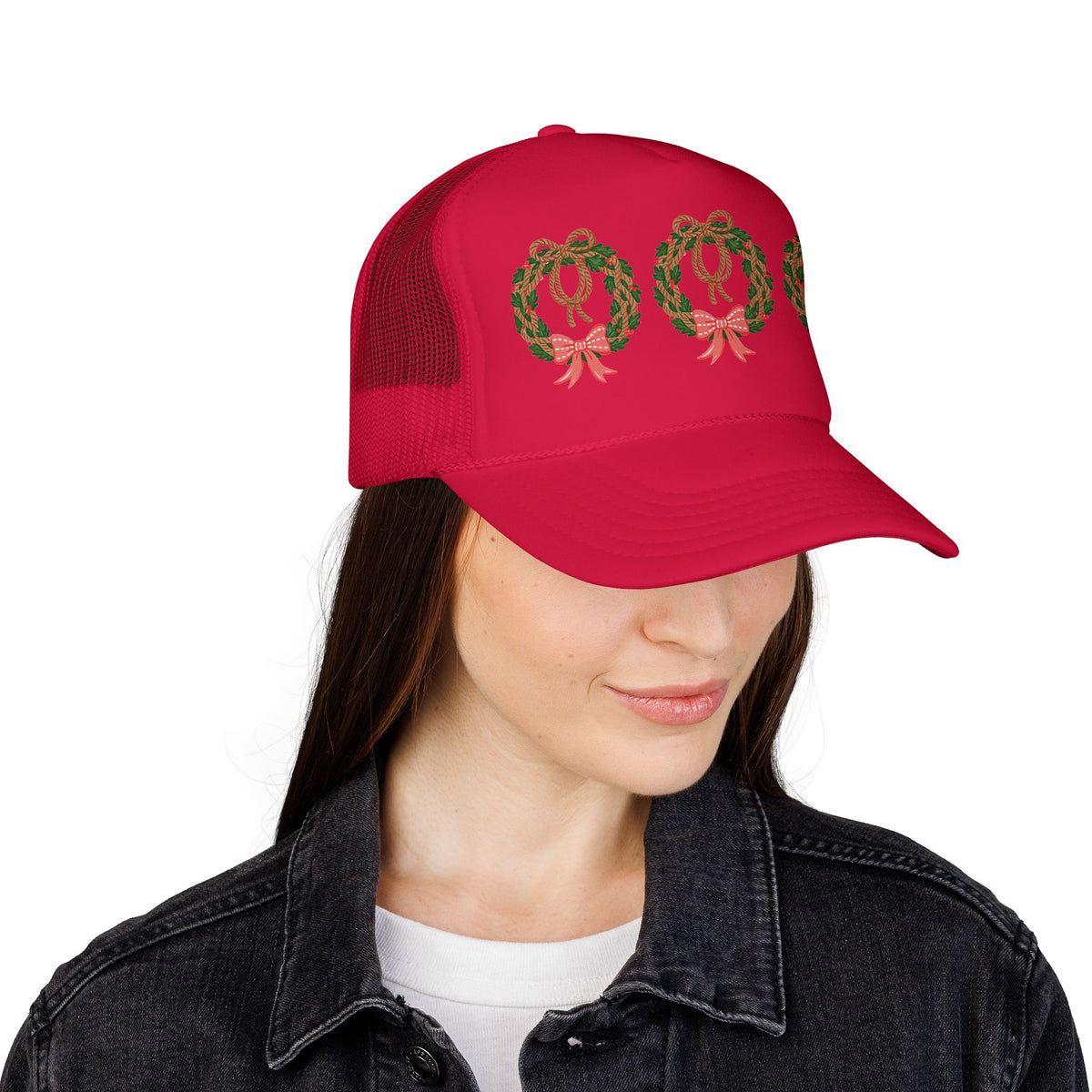 Vintage Christmas Wreath Foam Trucker Hat
