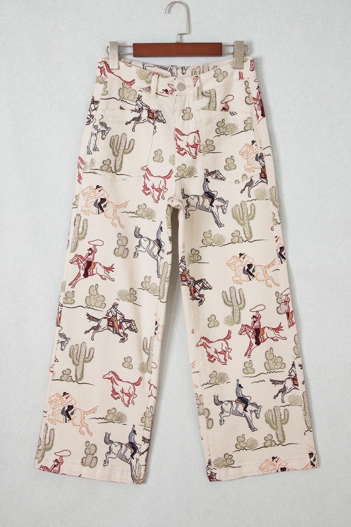Western Denim Patch Pocket Straight Leg Jeans