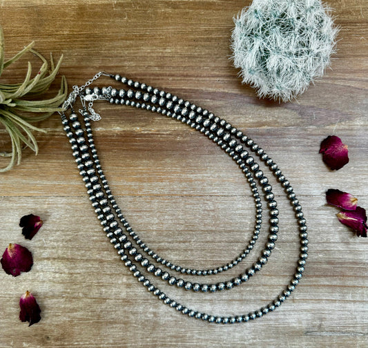 Sterling Silver Pearls Necklace 4mm 18 in