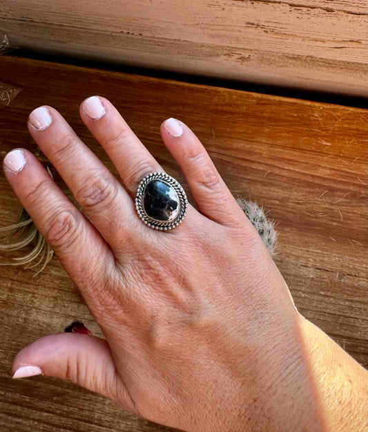 Ring size 6 1/2  -white buffalo and sterling silver