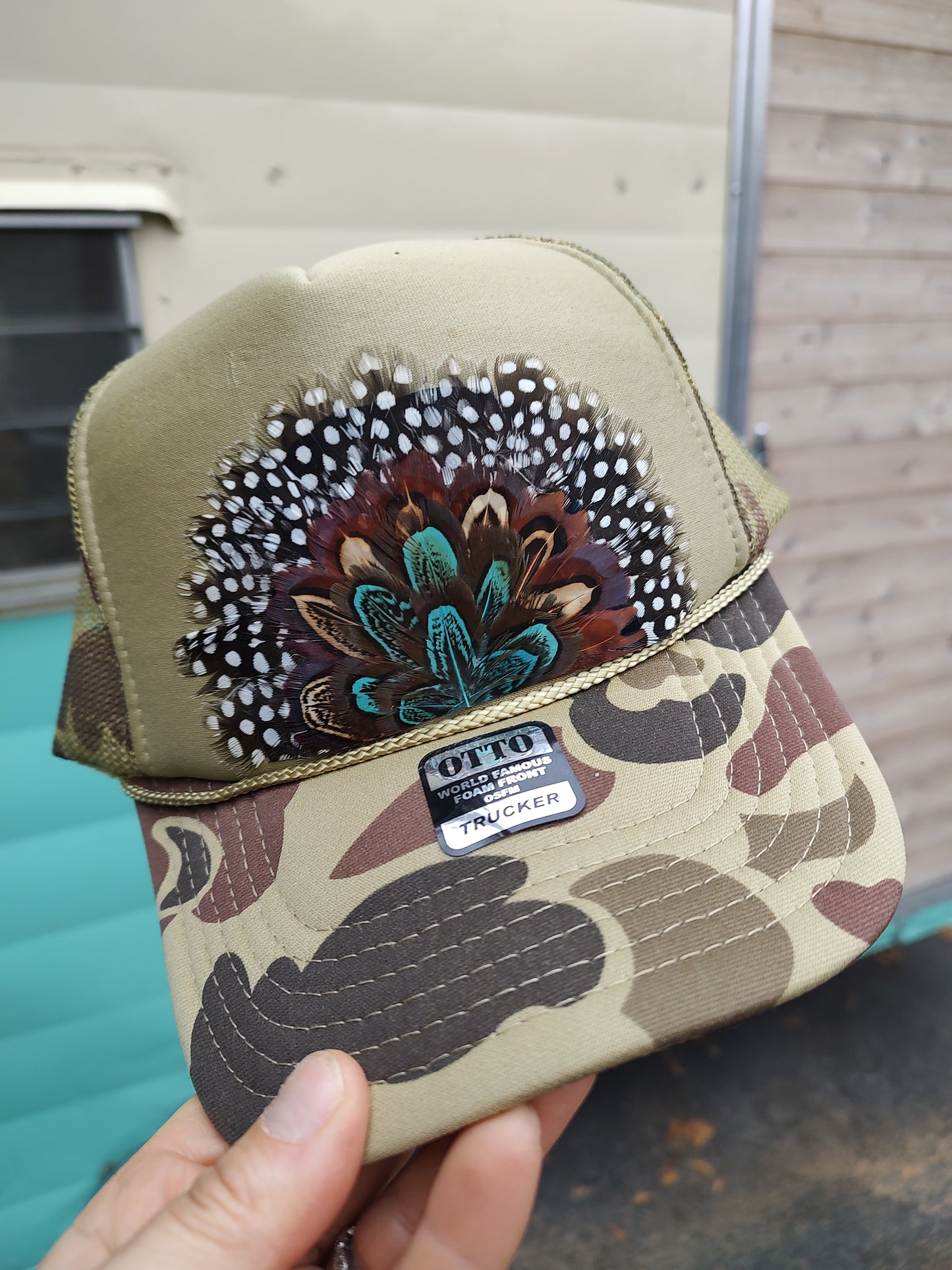 Feather Trucker Hats (color options)