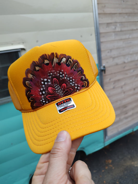 Feather Trucker Hats (color options)