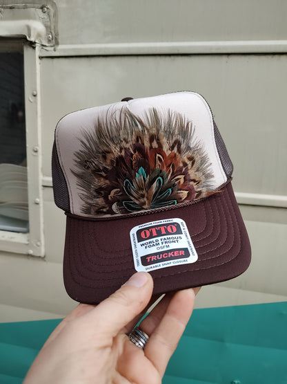 Feather Trucker Hats (color options)