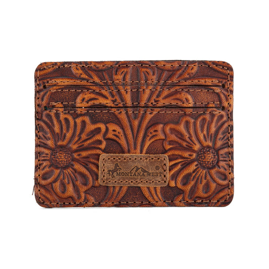 Montana West Tooled Genuine Leather Card Case
