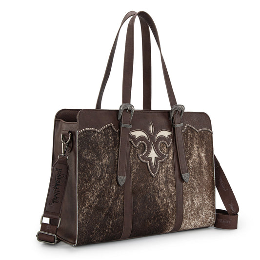 Trinity Ranch Genuine Cowhide Carry-All Cowhide Concealed Carry Large Tote /Crossbody - Coffee