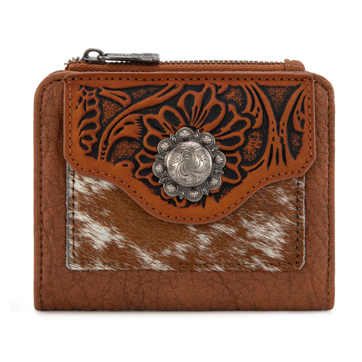 Trinity Ranch Hair-On Cowhide Tooled Collection Wallet