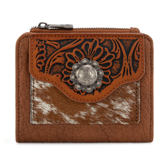 Trinity Ranch Hair-On Cowhide Tooled Collection Wallet