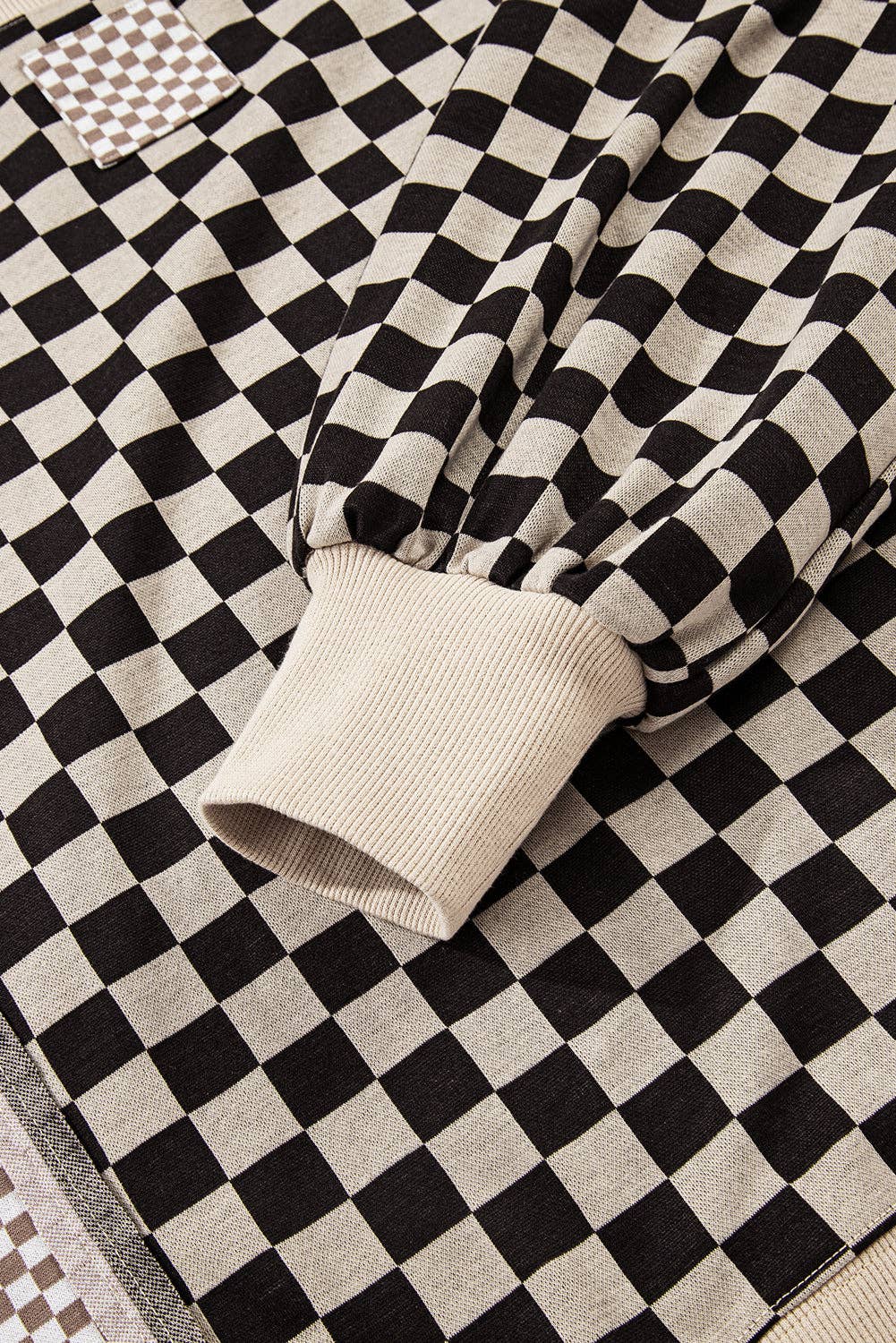 Checker Patchwork Long Sleeve Top