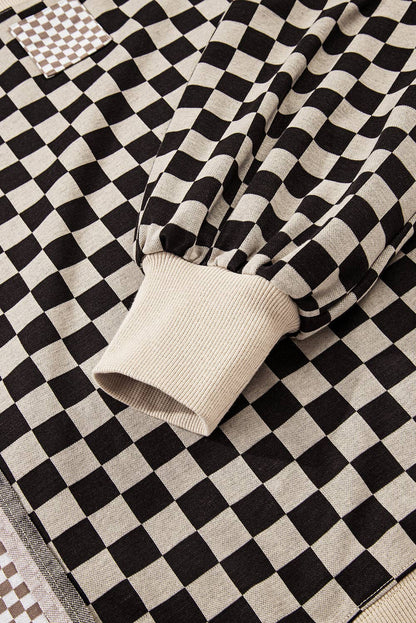 Checker Patchwork Long Sleeve Top