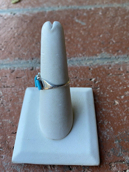 Zuni Sterling Silver & Turquoise 5 Stone Needlepoint Ring we: 7.5 / Turquoise Ring 116