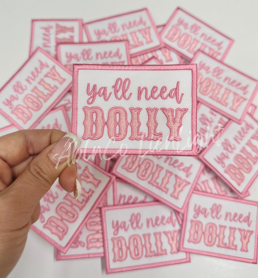 Y’all need dolly preppy pink embroidery patch iron on