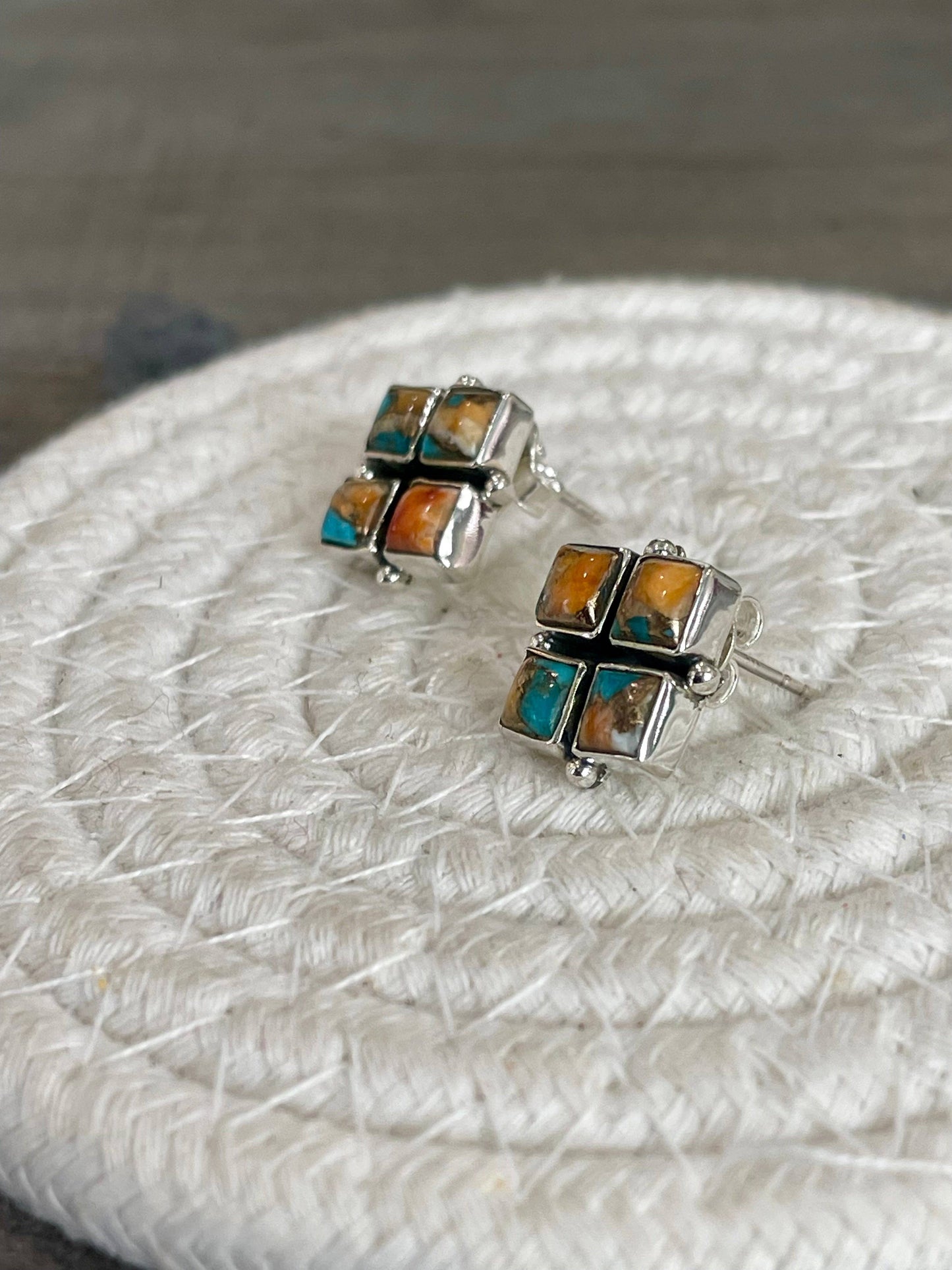Nizhoni Handmade Spice & Sterling Silver Earrings: Spice