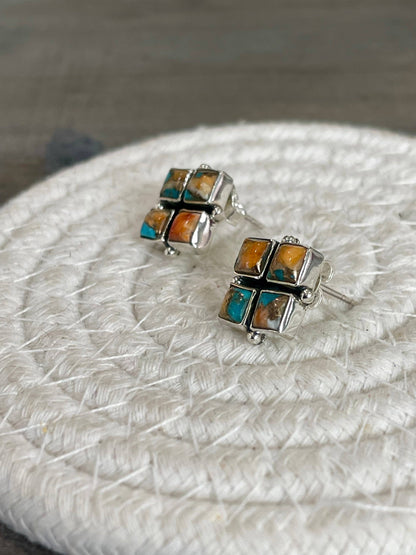 Nizhoni Handmade Spice & Sterling Silver Earrings: Spice