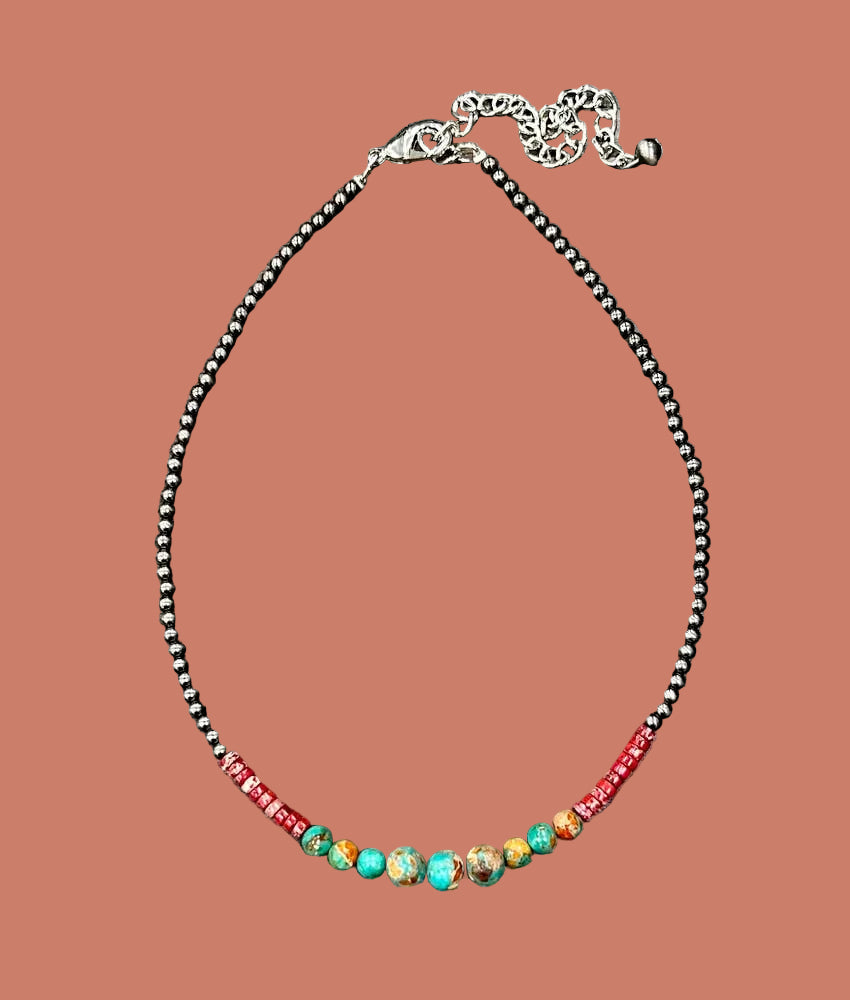 739593, 16" Polish Western Gemstone Necklace