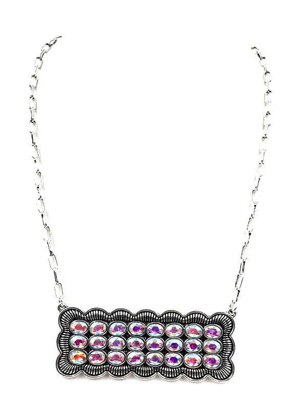 Western Turquoise Stone Metal Plate Necklace: AURORA