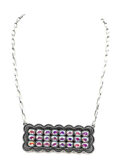 Western Turquoise Stone Metal Plate Necklace: AURORA