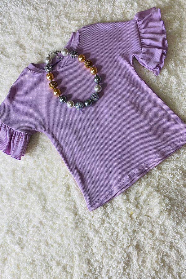 Lilac ruffle short sleeve girls top Large