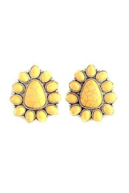 WESTERN CONCHO POST EARRINGS: TURQUOISE