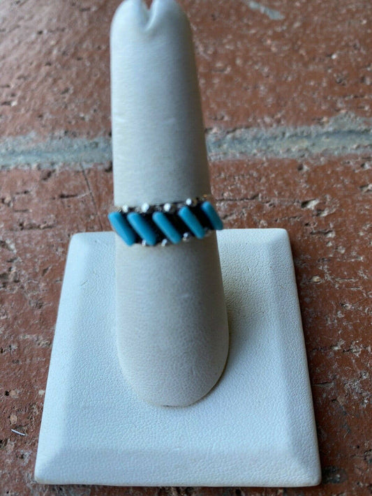 Zuni Sterling Silver & Turquoise 5 Stone Needlepoint Ring we: 7.5 / Turquoise Ring 116