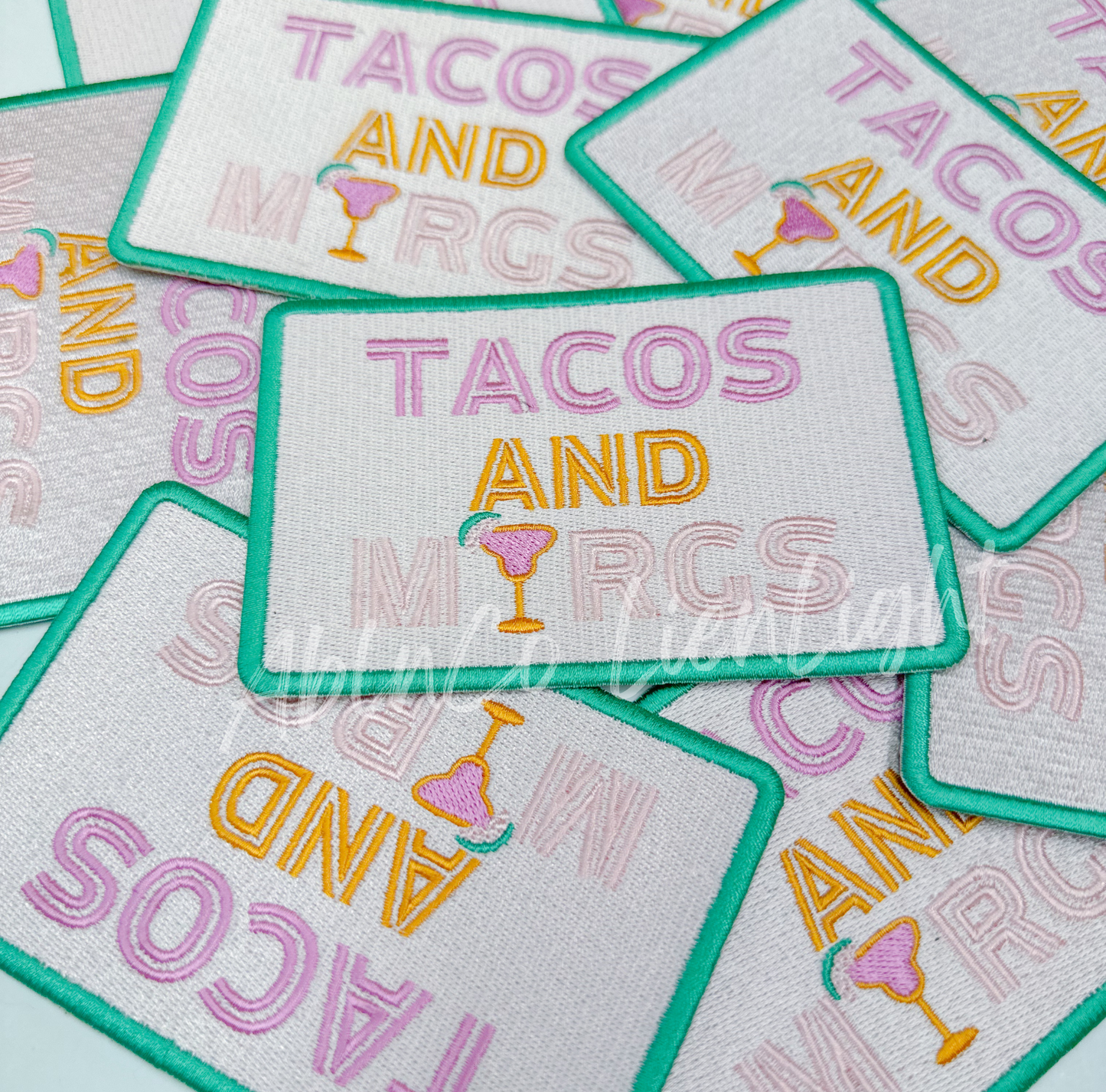 Preppy tacos & margs patch, trucker hat embroidery patch