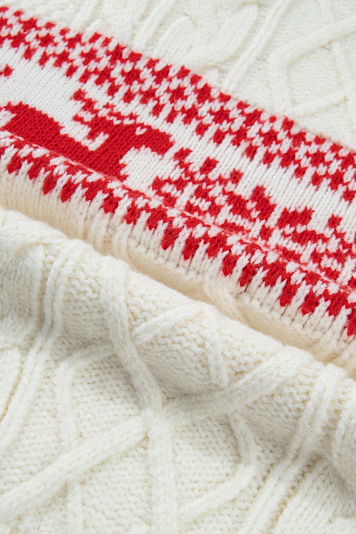 Christmas Reindeer Graphic Print Cable Knit Sweater