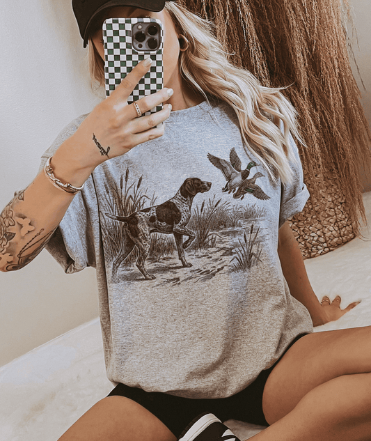 Duck Hunting Pointer Dog - Sweatshirts & T-Shirts Multiple Color Options