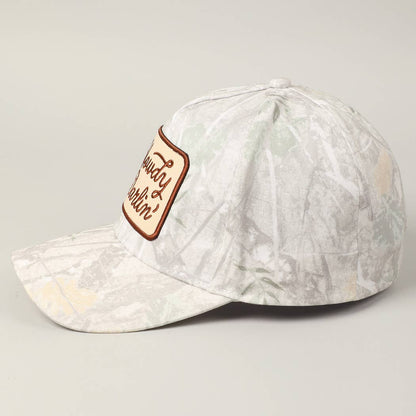 Howdy Darlin' Embroidery Patch Camo Trucker Hat: BEIGE CAMO / ONE SIZE
