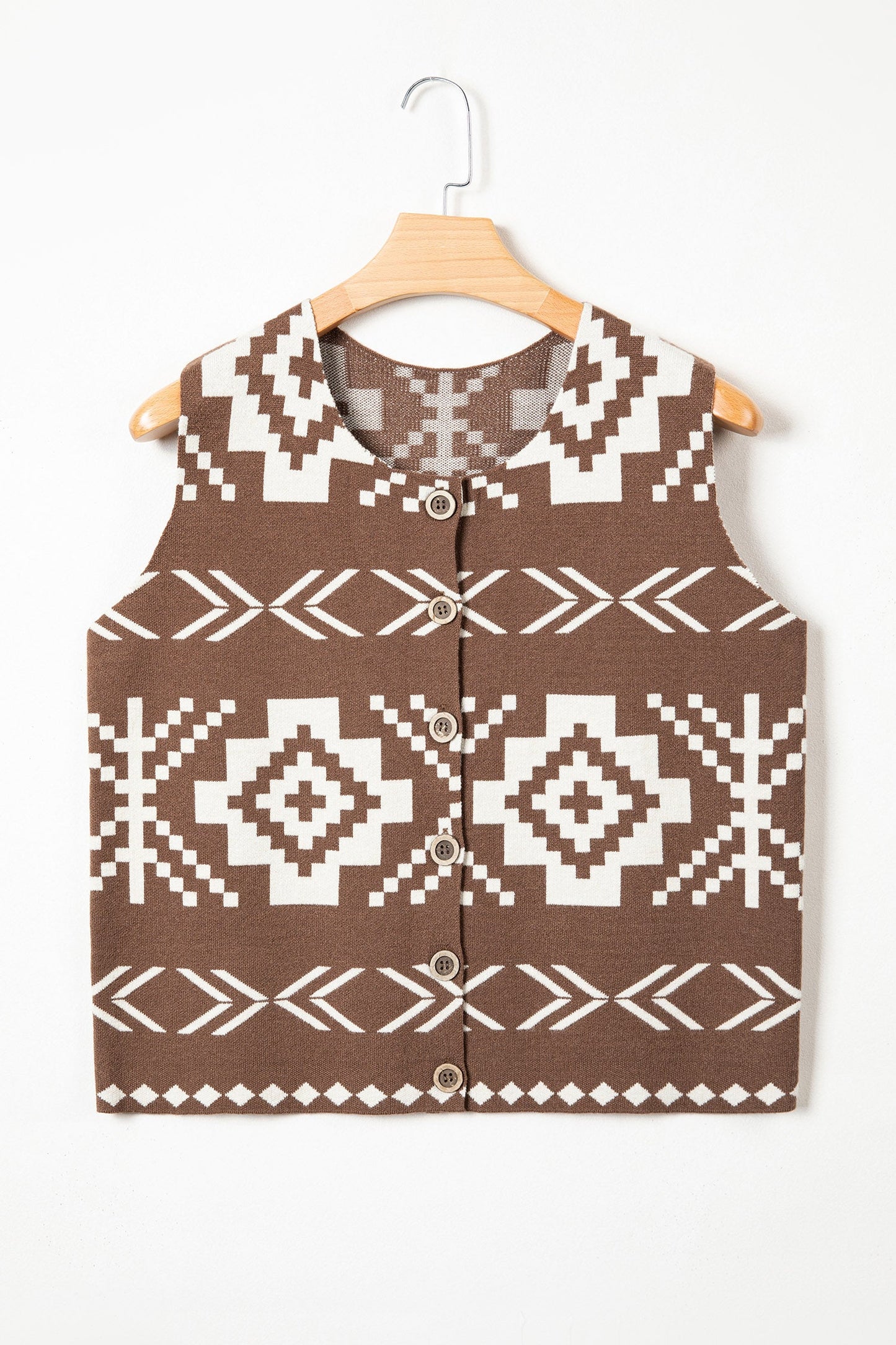 Southwestern Aztec Buttoned Sweater Vest