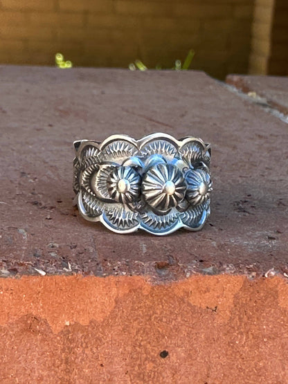 The Cassidy Sterling Flower Cigar Band Ring: 7 Ring 112