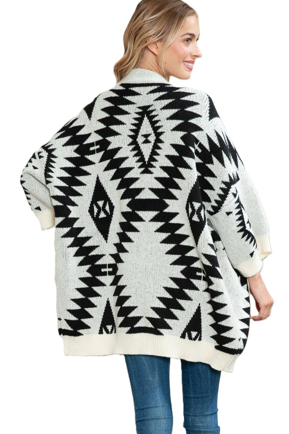 Naomi Wilde | Aztec Styled Cardigan with Large Arms: Brown one size