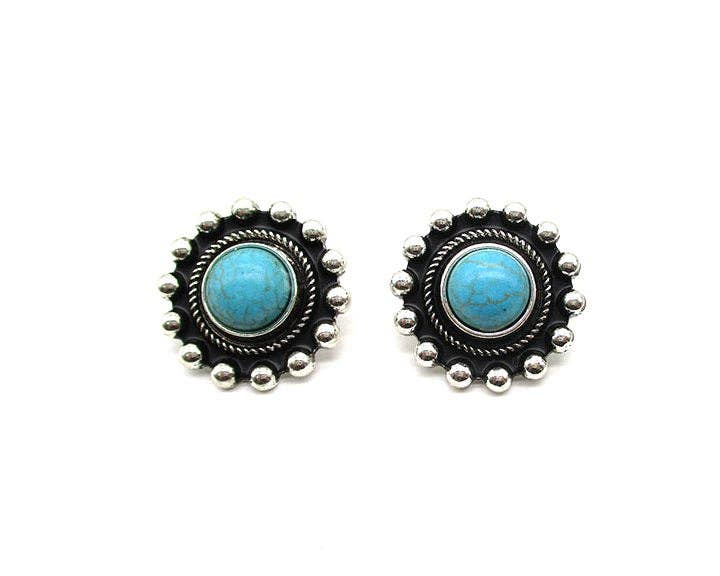 Western Round Turquoise Post Earring