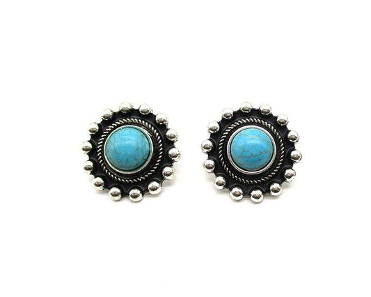 Western Round Turquoise Post Earring