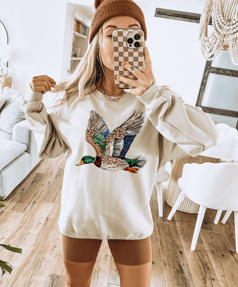 Faux Rhinestone Mallard Duck Sweatshirts