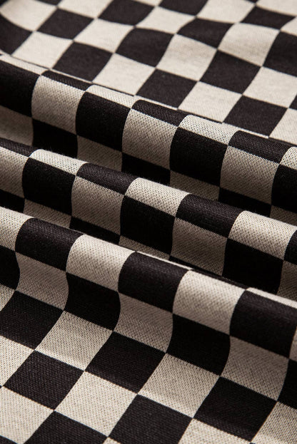 Checker Patchwork Long Sleeve Top