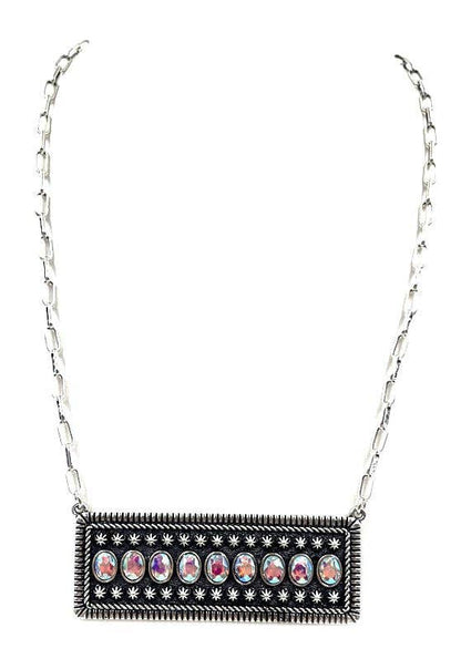 Western Stone Bubble Metal Plate Necklace: TURQUOISE