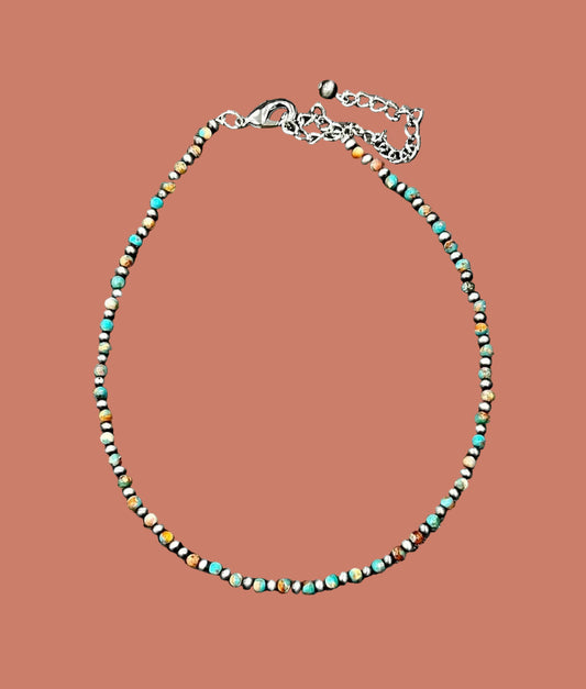 15" Western 4mm Round Gemstone Necklace