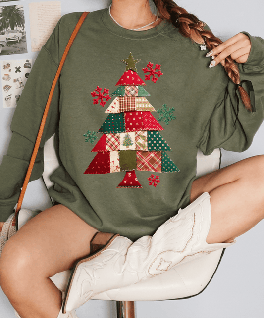 Mimis Quilted Christmas Tree Faux Patchwork