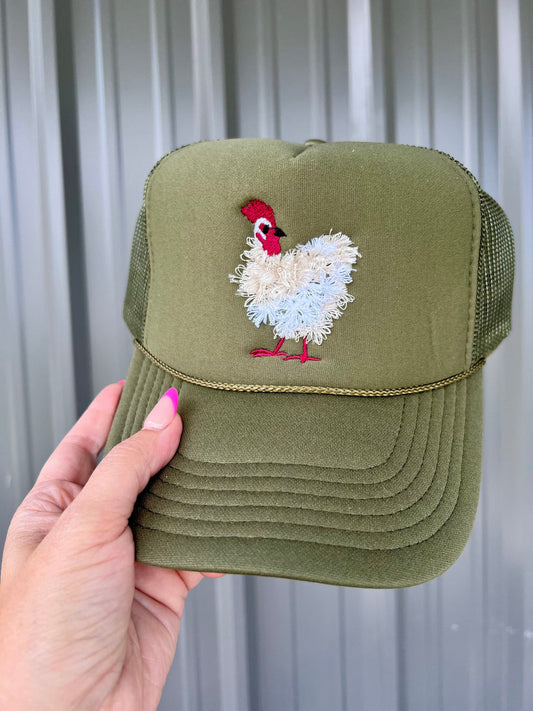 Fluffy Chicken Embroidered Hat
