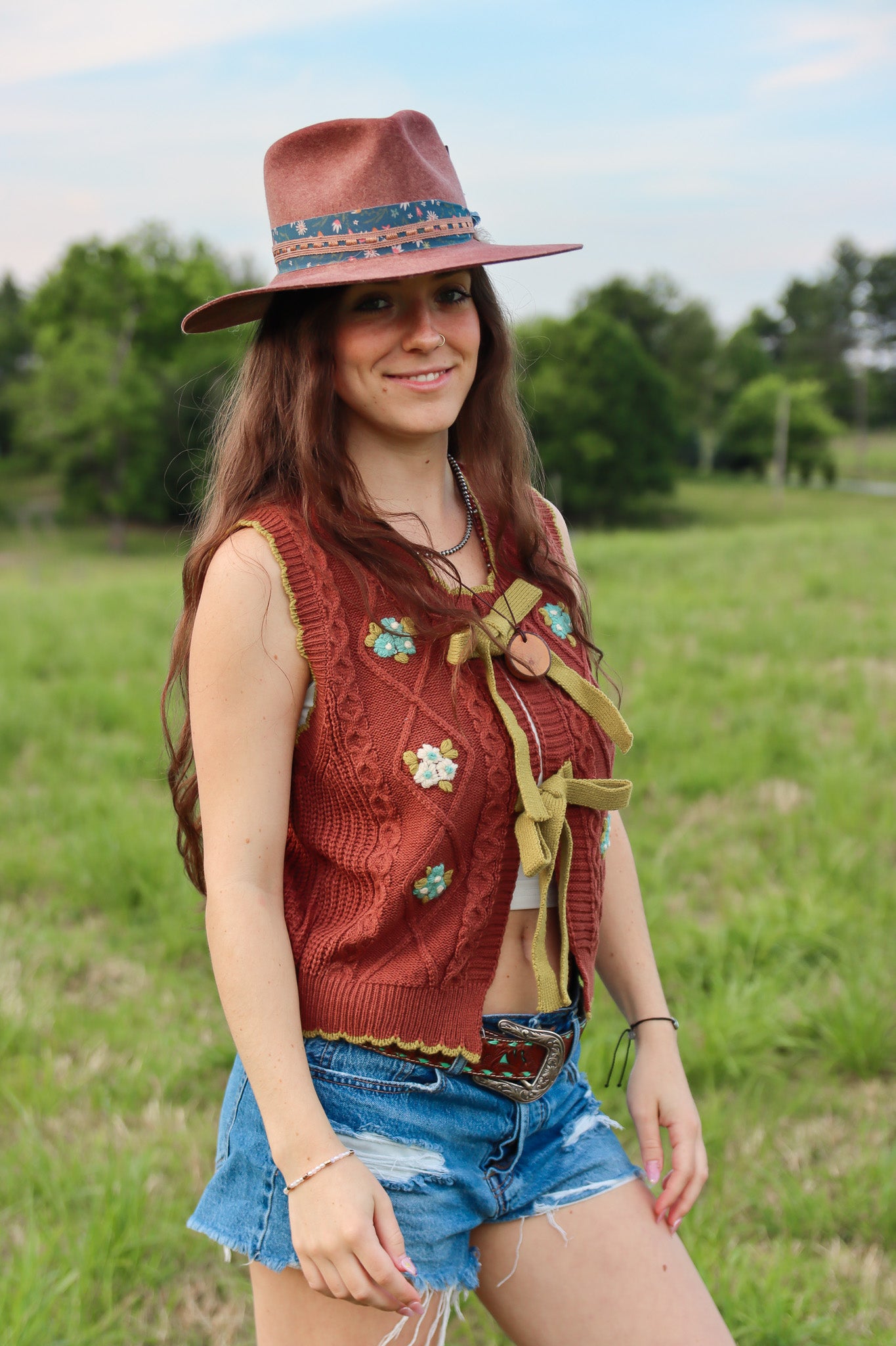 Desert Bloom Tie Front Vest