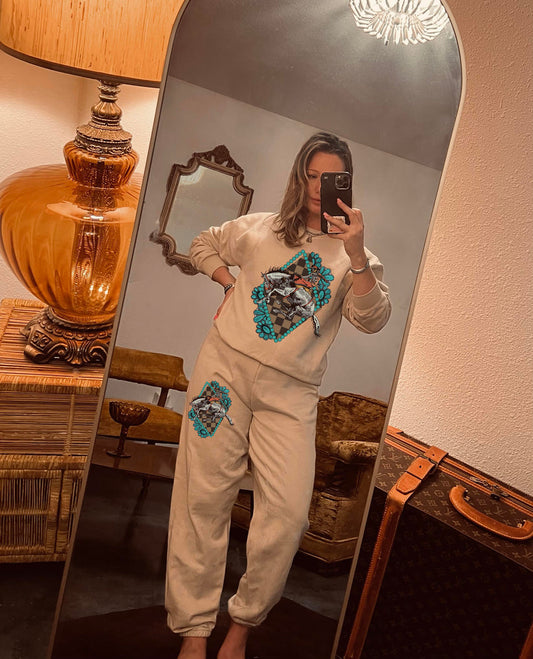 Sweatsuit Cowboy Diamond W/ Turquoise - Sweatshirt OR Sweatpant