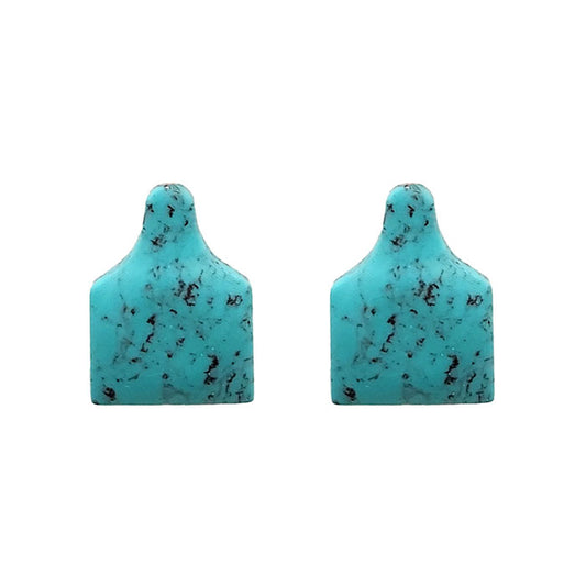 Turquoise Cow Tag Stud
